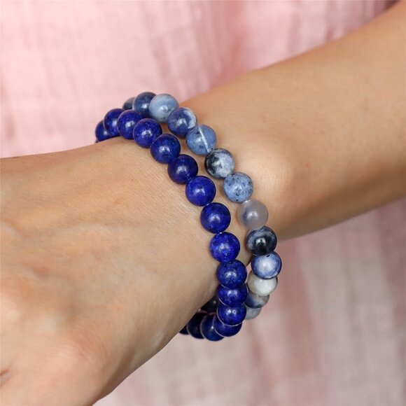 3PCS Sodalite Healing Crystal Natural Stone Beaded Stretch Bracelet for Women - Picture 4 of 6